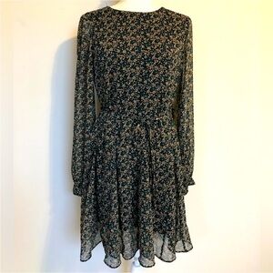 Tommy Hilfiger Knee Length Dress Long Sleeve Tie Waist